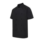 Vocal Chef professional black chef jacket stealth vented back design double breasted black buttons UK