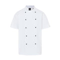 Vocal Chef professional white chef jacket subtle vented back design double breasted black buttons UK