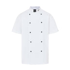 Vocal Chef professional white chef jacket subtle vented back design double breasted black buttons UK