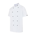 Vocal Chef professional white chef jacket subtle vented back design double breasted black buttons UK