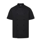 Vocal Chef professional black chef jacket original vented back design double breasted black buttons UK