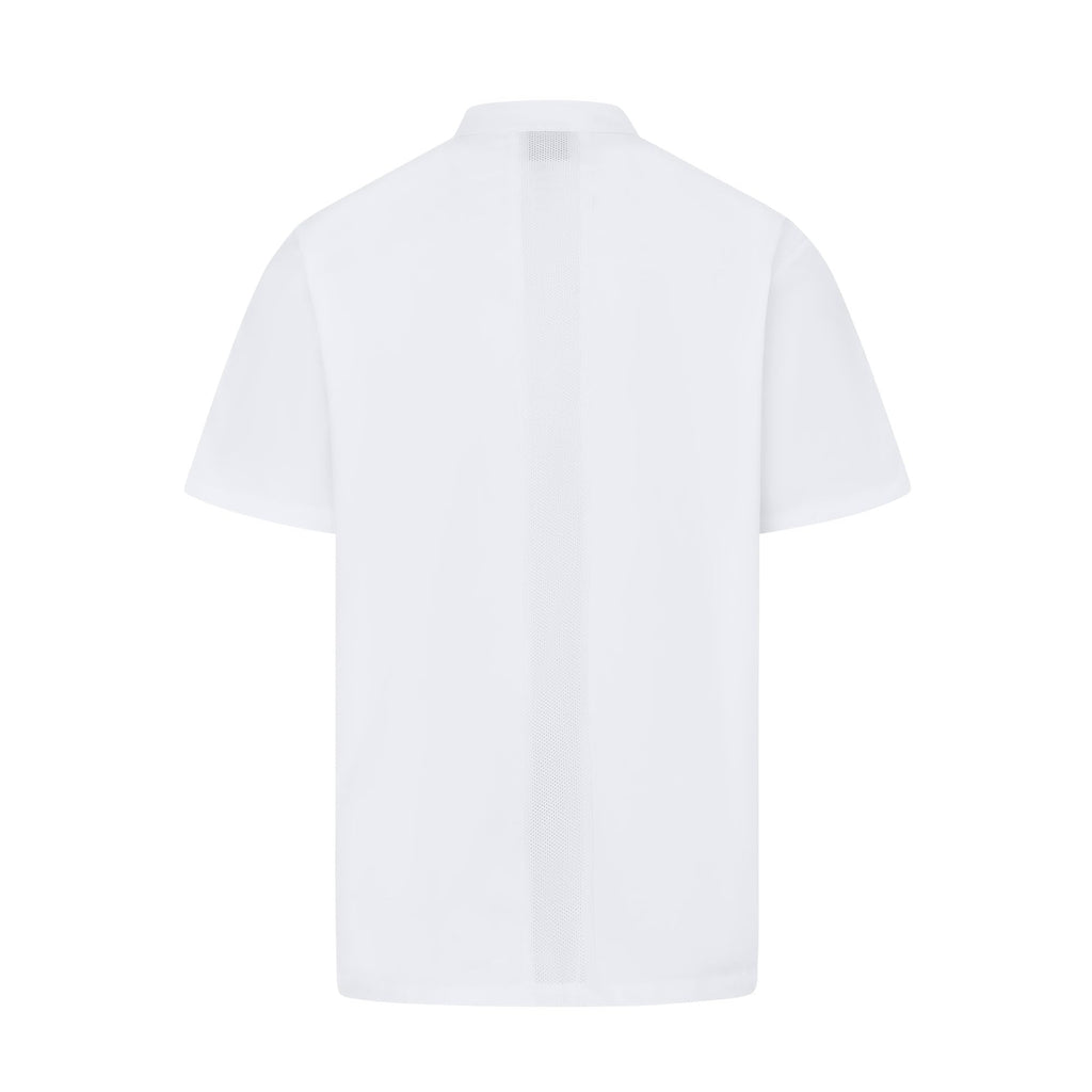 Vocal Chef professional white chef jacket subtle vented back design double breasted black buttons UK