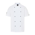 Vocal Chef professional white chef jacket original vented back design double breasted black buttons UK