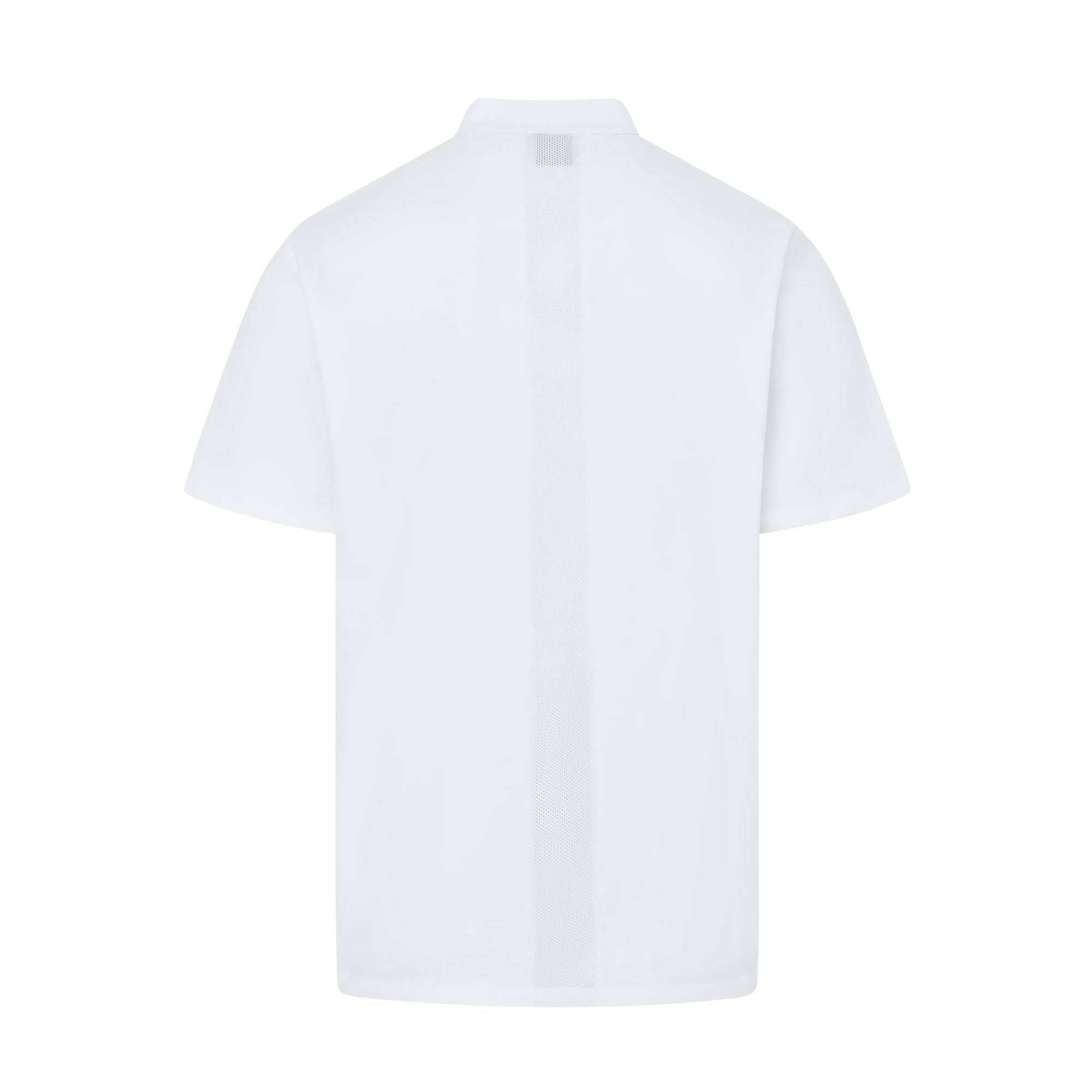 Vocal Chef professional white chef jacket original vented back design double breasted black buttons UK