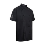 Vocal Chef professional black chef jacket original vented back design double breasted black buttons UK