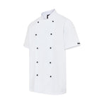 Vocal Chef professional white chef jacket original vented back design double breasted black buttons UK