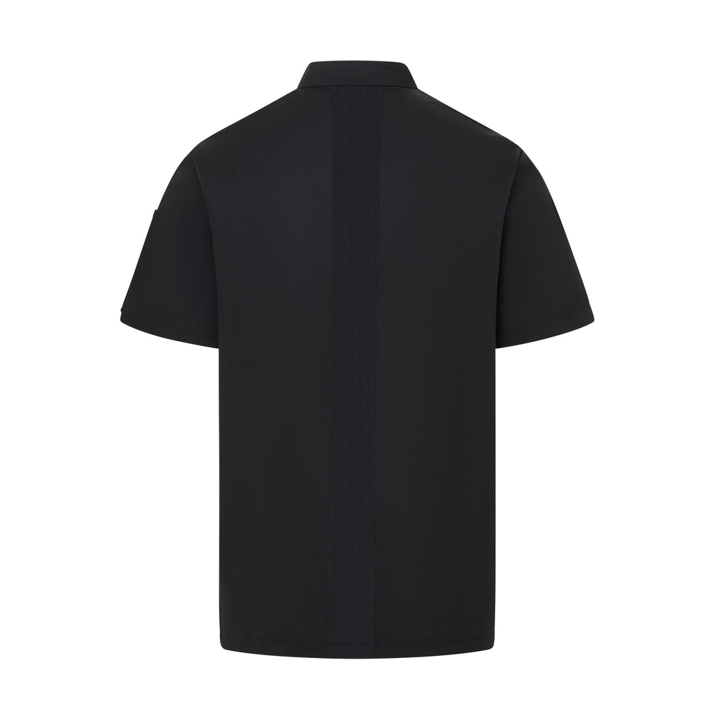 Vocal Chef professional black chef jacket subtle vented back design double breasted black buttons UK
